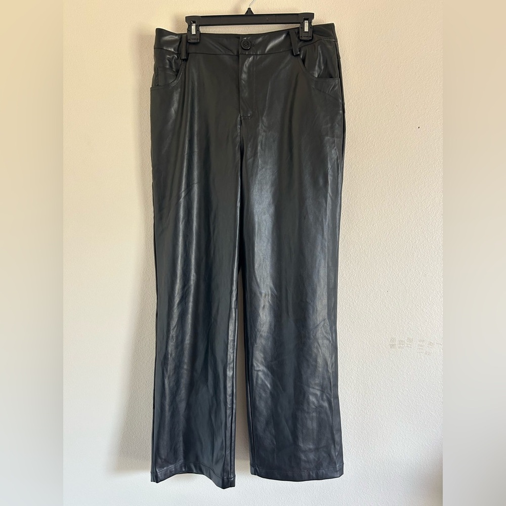 Commense Black Faux Leather pants XL New